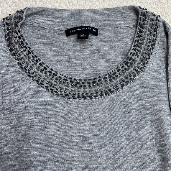 Light grey jeweled Banana Republic sweater - Picture 2 of 3